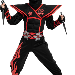 Red Ninja Muscle Costume Boys (10-12 Yrs)