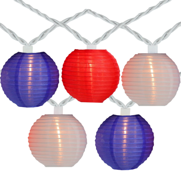 10-Count Patriotic Lantern / String Lights, 7.5Ft White Wire - Image 2
