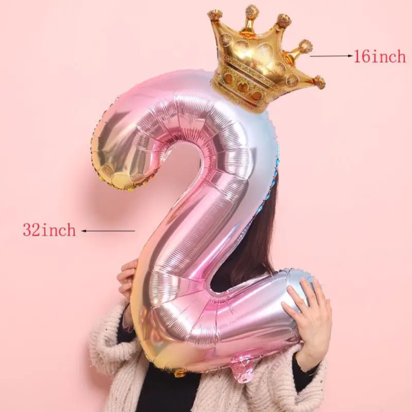2Pcs 32Inch Rose Gold Number Foil Balloons for Children Birthday Party Decorations Rainbow Silver 0-9 Digit Inflated Air Balloon - Image 3