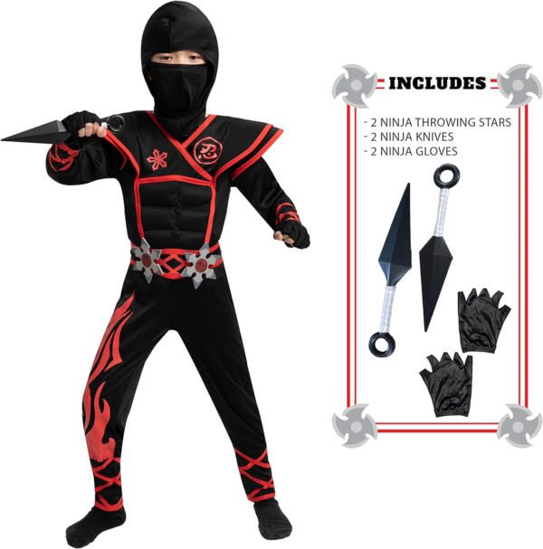 Red Ninja Muscle Costume Boys (12-14 Yrs) - Image 3