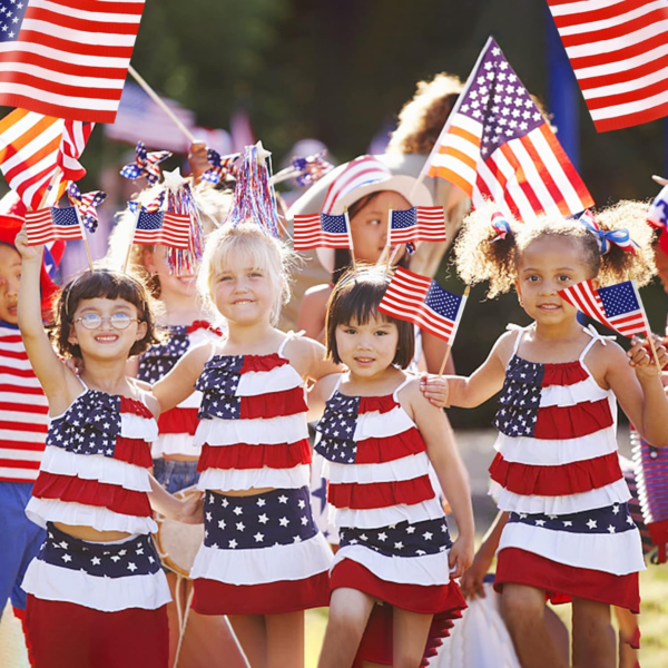 65 Pack American Flags Mini Hand Held- Wooden Stick 5.5" X 8" - Image 6