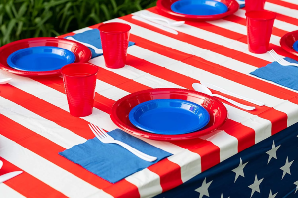 2 Pack of American Flag Plastic Table Covers(54”X72”) - Image 6