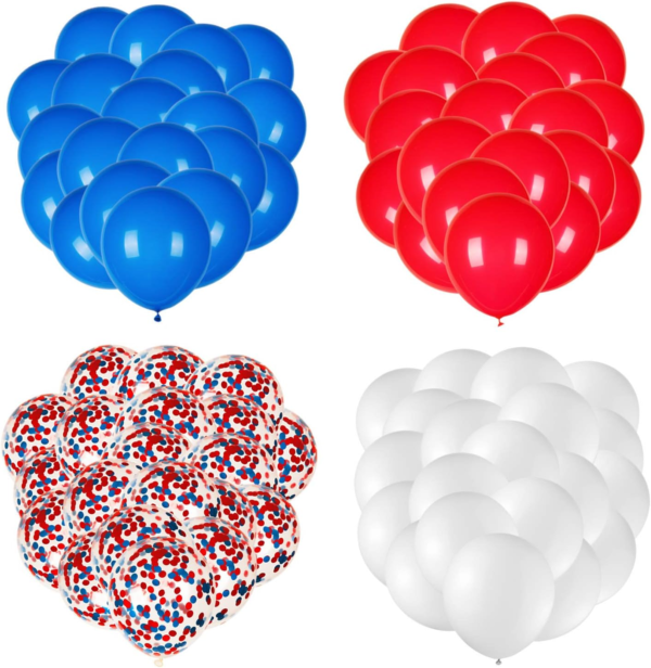 80Pcs Red White and Blue Latex Balloons with Confetti Balloons - Image 7