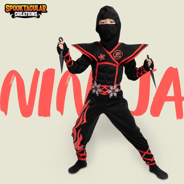 Red Ninja Muscle Costume Boys (12-14 Yrs) - Image 2