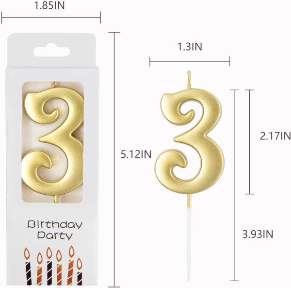 10-Count Gold Number Birthday Candles - Image 5