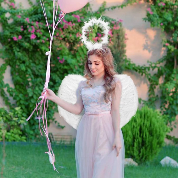 Feather Angel Wings and Halo Headband for Kids Costumes - Image 3