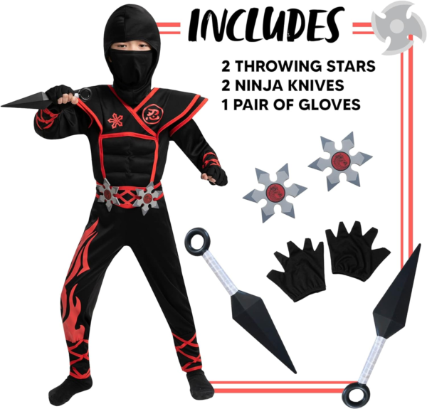 Red Ninja Muscle Costume Boys (12-14 Yrs) - Image 5