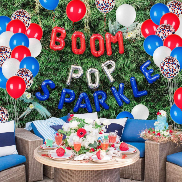 80Pcs Red White and Blue Latex Balloons with Confetti Balloons - Image 4