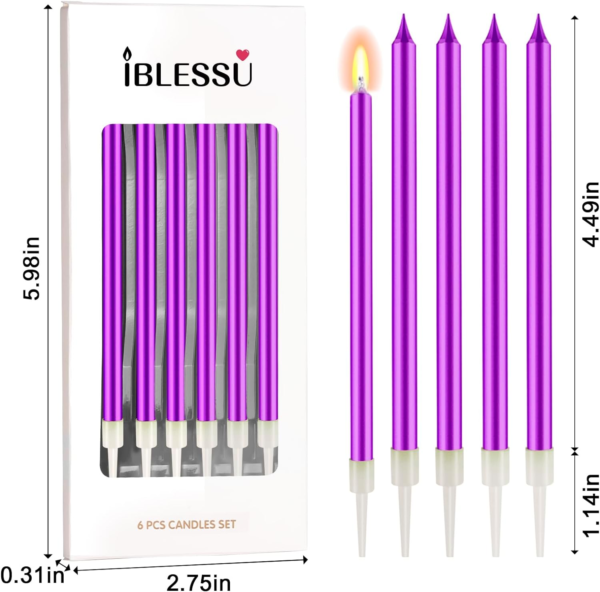 48 Pcs Long Birthday Candles (Purple) - Image 2