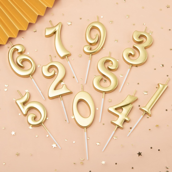10-Count Gold Number Birthday Candles - Image 3