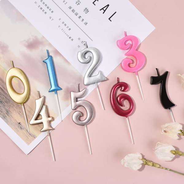 10-Count Gold Number Birthday Candles - Image 4