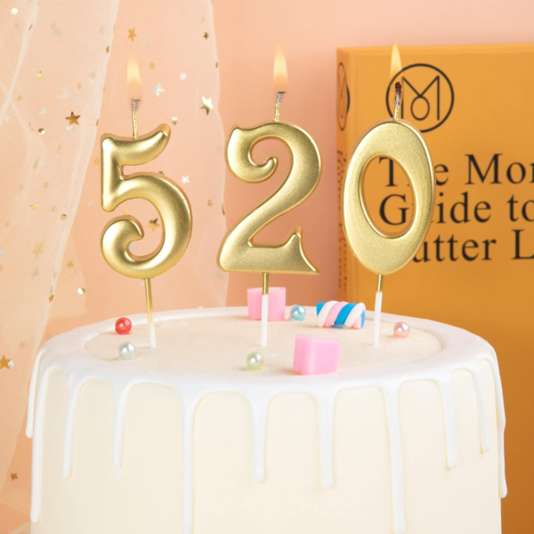 10-Count Gold Number Birthday Candles - Image 2