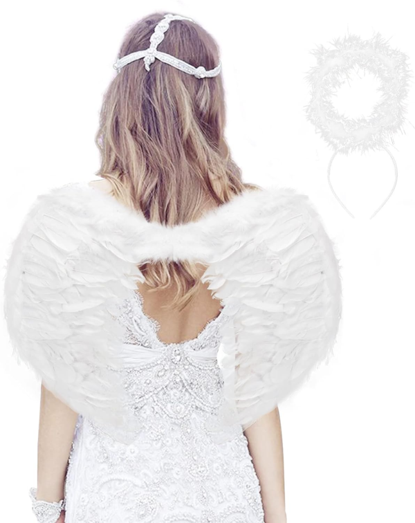 Feather Angel Wings and Halo Headband for Kids Costumes - Image 2