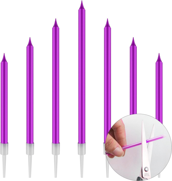 48 Pcs Long Birthday Candles (Purple) - Image 4