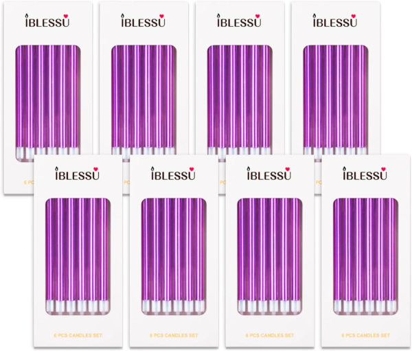 48 Pcs Long Birthday Candles (Purple)