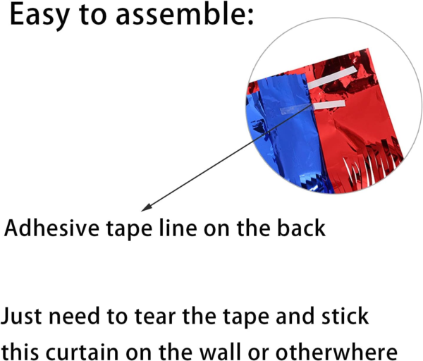 2Pack Red White Blue Tinsel Foil Fringe Curtains 1 x 2.5m / 8.2 x 3.28 feet(Length x Wide) - Image 4