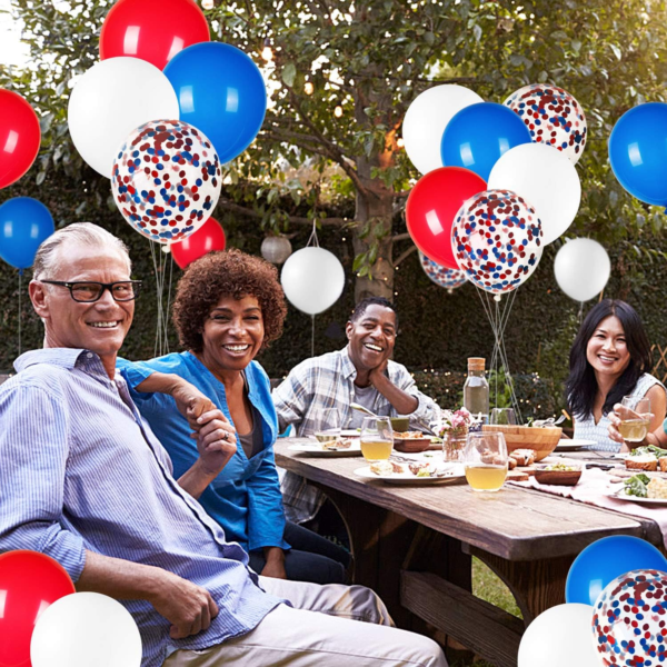 80Pcs Red White and Blue Latex Balloons with Confetti Balloons - Image 6