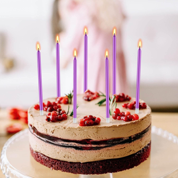 48 Pcs Long Birthday Candles (Purple) - Image 7